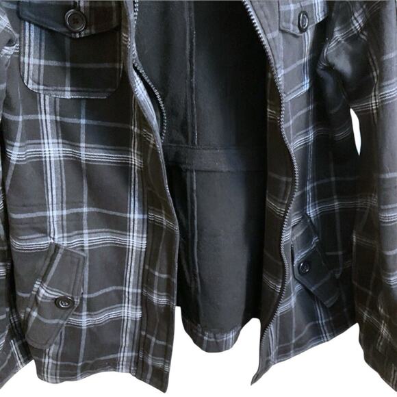 Self Esteem Womens L Black & White Flannel Zip Up Jacket Coat Lined Pockets - Picture 8 of 12